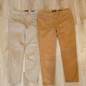 Curve Appeal Size 8 Lot Of 2  Khaki and Brown Pants Minimalist Jegging Work Pant
